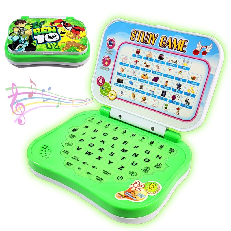 Mini Gift - Educational Learning Laptop Toy for Kids with Sound Learn Alphabets, Numbers, Spelling, Animal Voices, Words, Quiz, Food Name (Green Color) ( Power Source: 3xAA Battery - Not Included) (B0D22ZMN2Y) Amazon Price History, Amazon Price Tracker