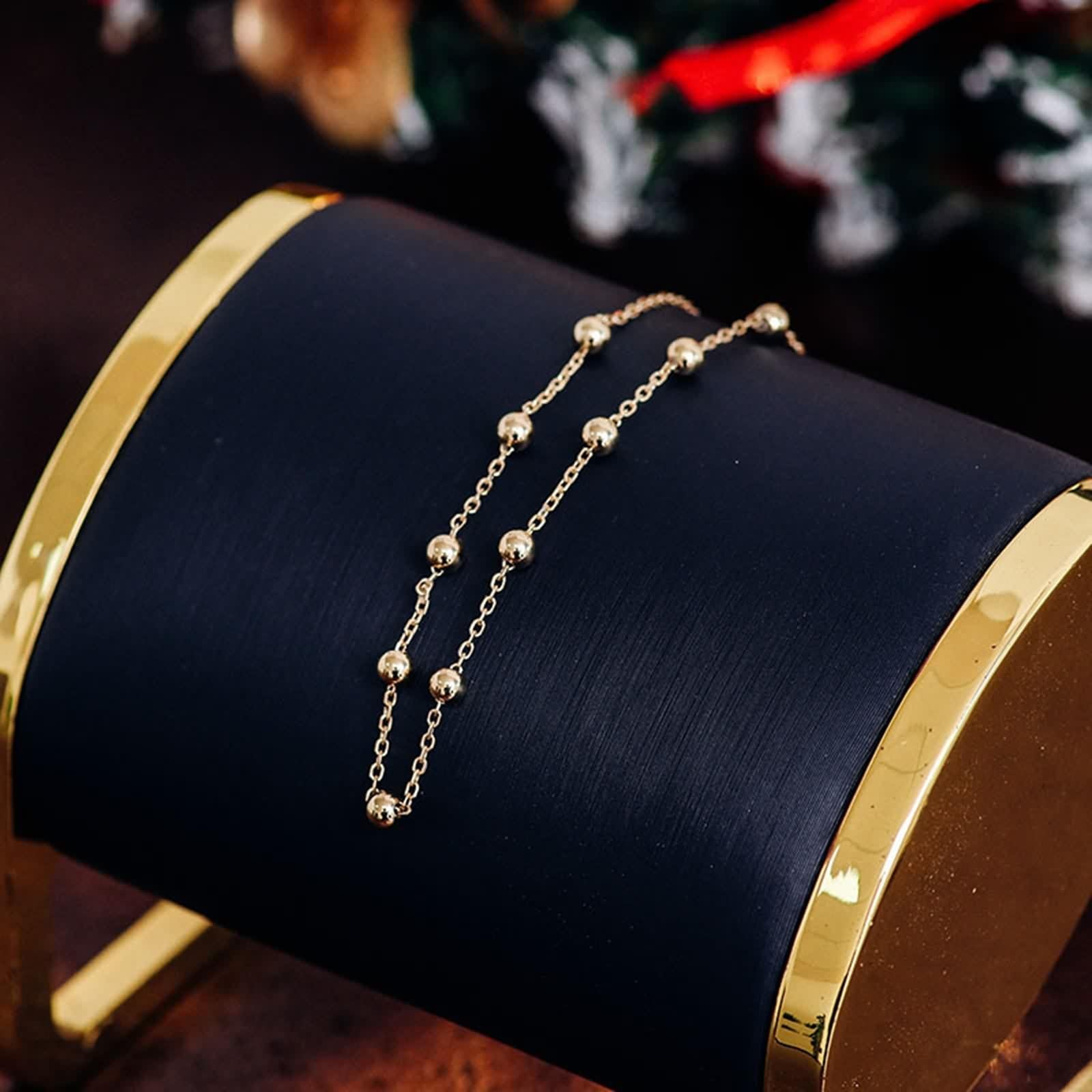 Pulseras para mujer de moda, pulsera de oro amarillo con cuentas para promesa de boda