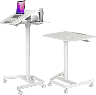 AVLT Ambidextrous Mobile Standing Desk with Split Top Tilting Tray
