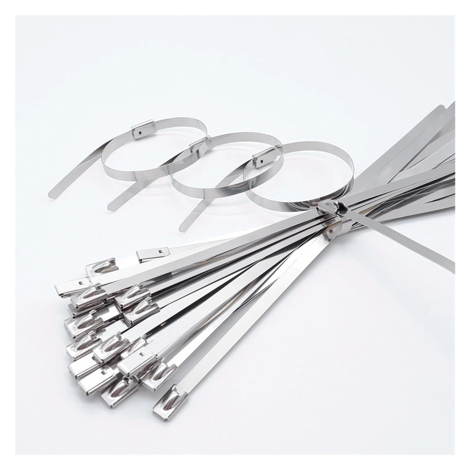Fascette fermacavi metalliche in acciaio inossidabile da 50 pezzi, fascetta fermacavi autobloccante larghezza 4,6 mm, organizer per supporti fermacavi multiuso(4.6x1000mm)