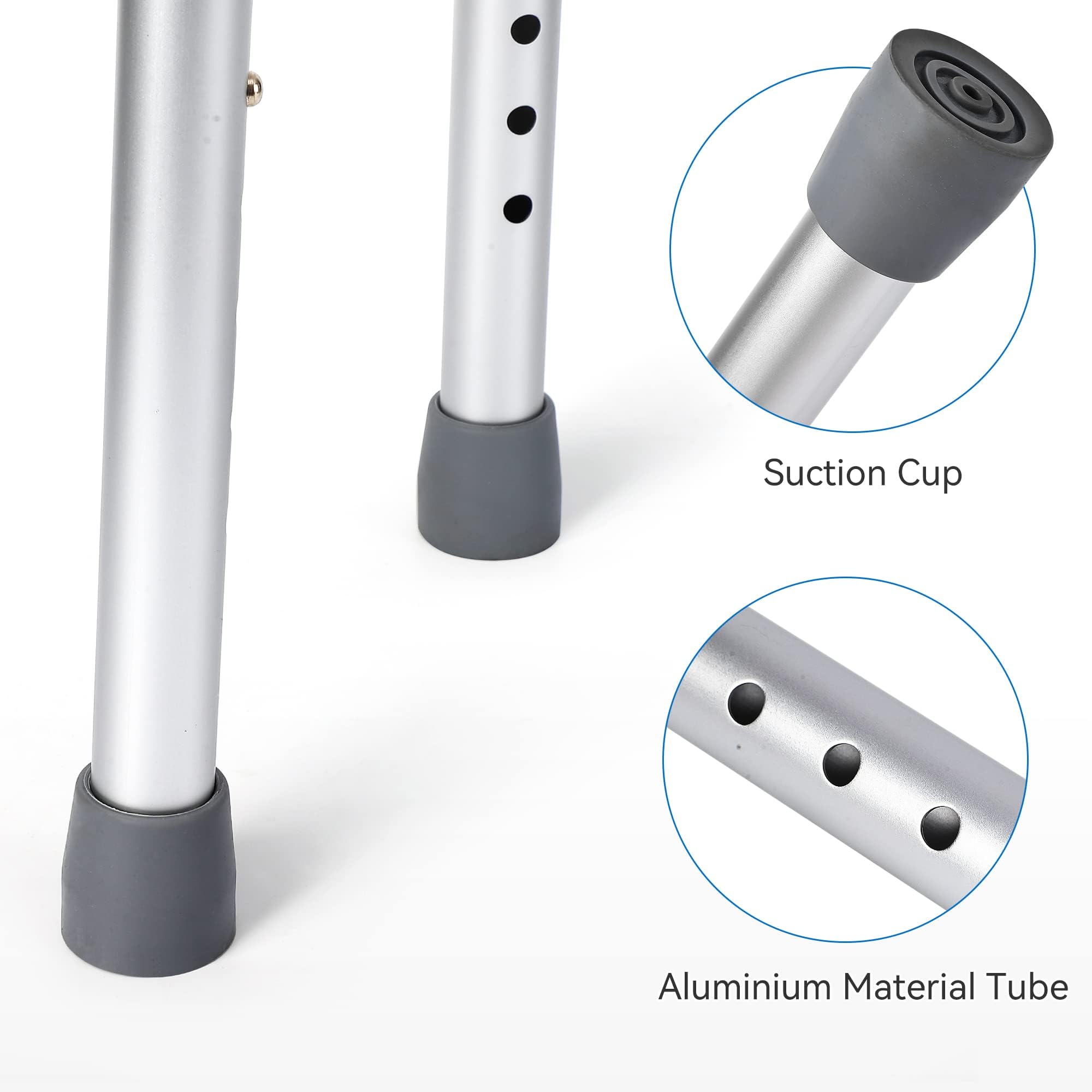 GarveeHome Sedia Da Doccia Regolabile in Alluminio e PE - Sicurezza Superiore, Altezza Regolabile, Design Ergonomico, Montaggio Facile e Leggera