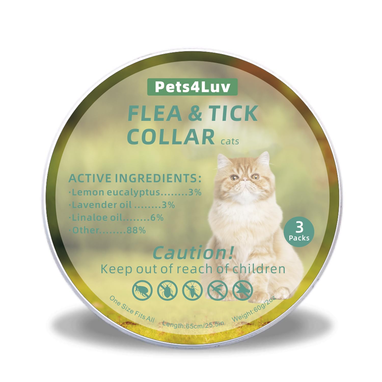 PetsxJoy Collares insecticidos para gatos repelen eficazmente pulgas, garrapatas, ácaros, mosquitos y más, diseño ligero e impermeable, protección hasta 24 meses, paquete de 3 unidades