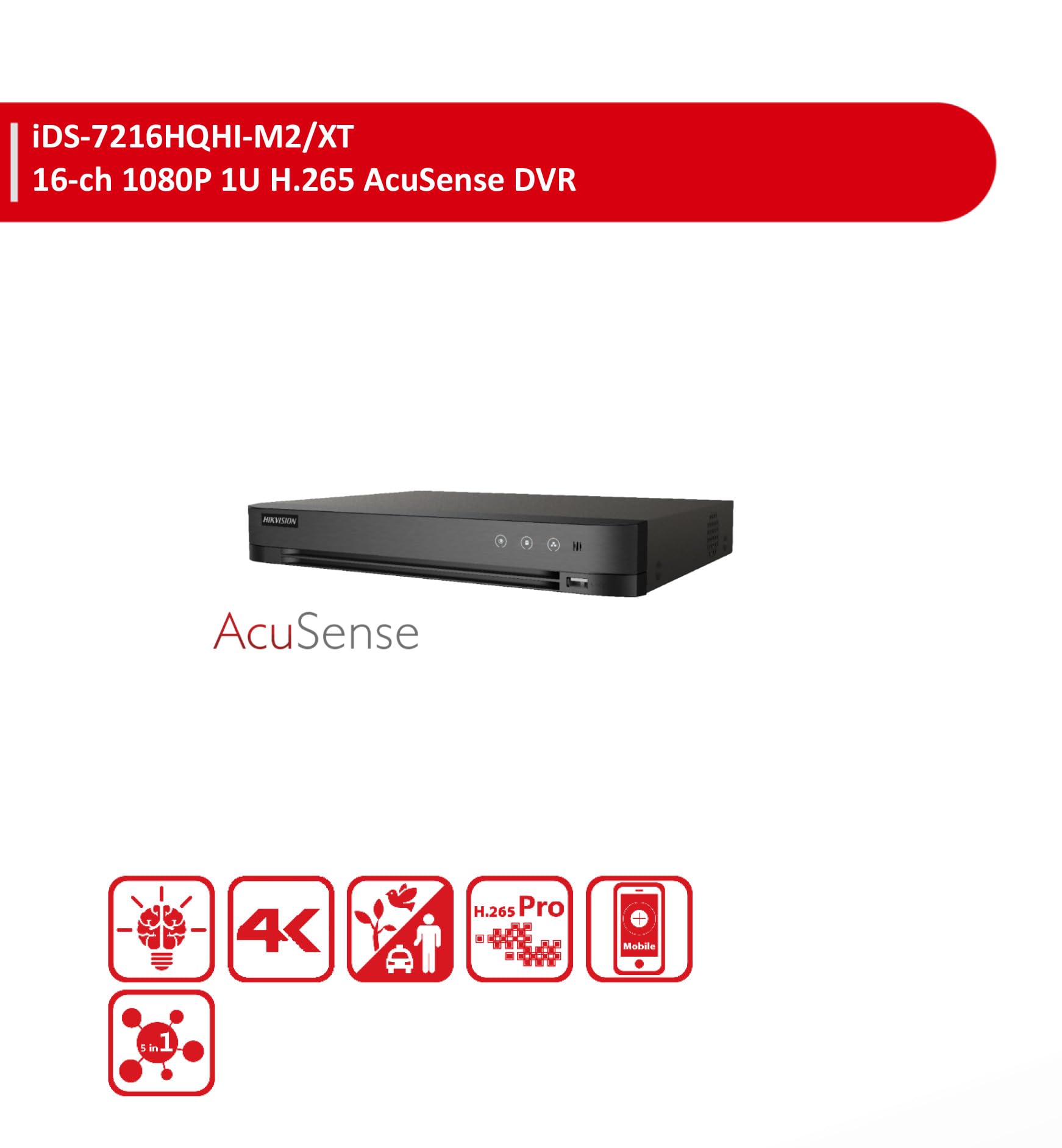 ENS-H iSD2216/24I-X2 16CH 1080P 1U H.265 AcuSense DVR Compatible with iDS-7216HQHI-M2/XT (2025)