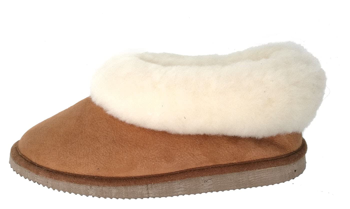 HDH chaussons femmes camel fourrés peau de mouton - tannage naturel