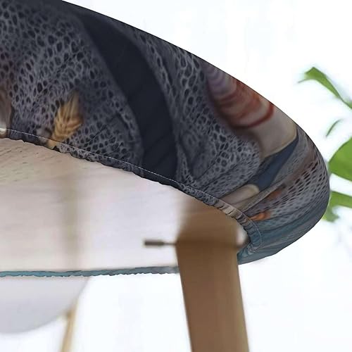 Vista 213 de Pardick Mantel redondo ajustable con diseño de flores de arte en acuarela con mantel elástico, mantel elástico redondo, impermeable, lavable, se