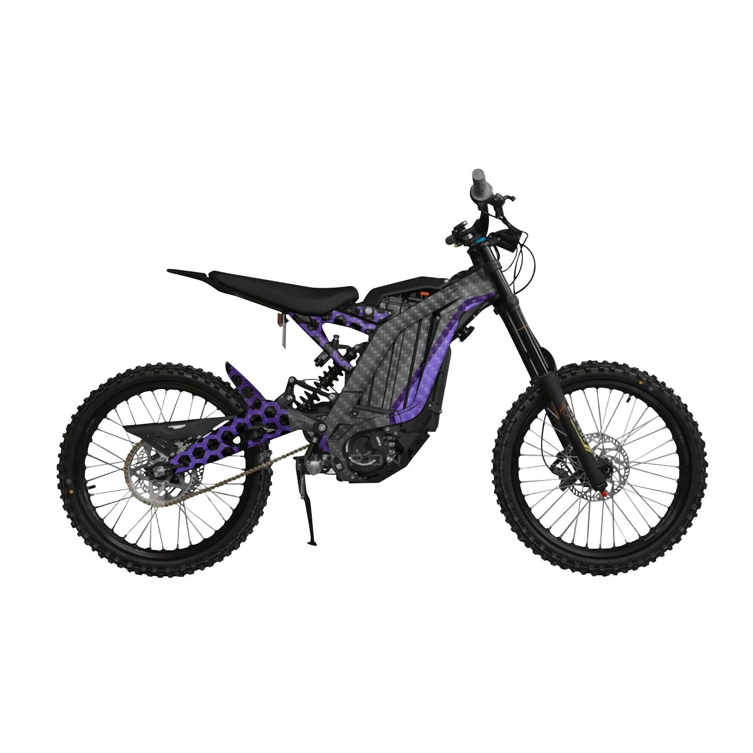 Carbon Fiber Surron Light Bee Graphics Kit Wrap - Hex Purple - Sur-Ron Skin - Premium 3M Vinyl Protective Wrap Decal Cover - Easy to Apply | Crafted in The USA by MightySkins