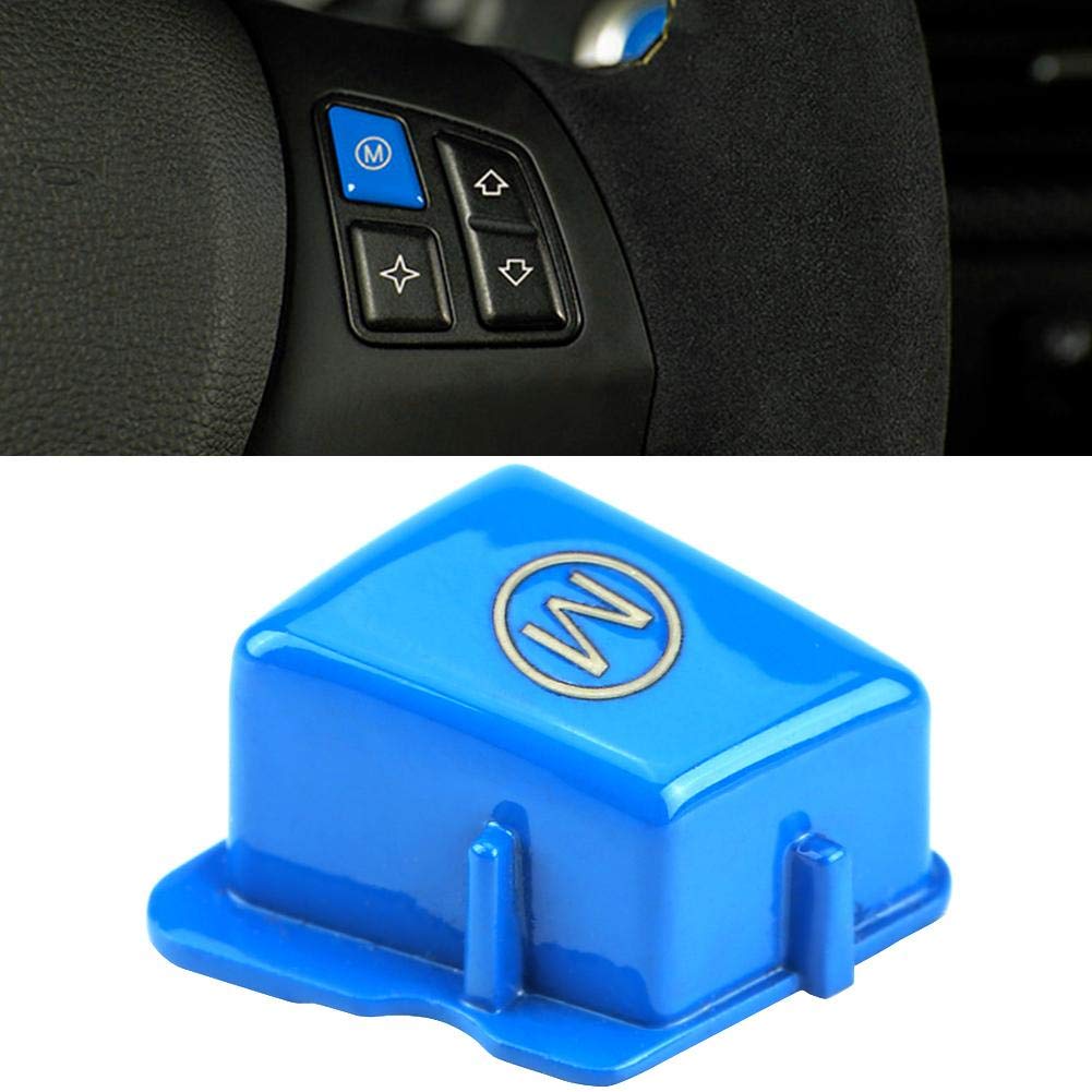 Steering Wheel Button Cover, Car Steering Wheel M Mode Switch Button Pullers Fitment for 3 Series E90 E92 E93 M3 2007-2013(Blue)