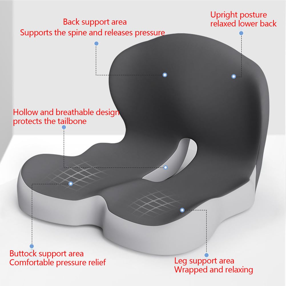 Cuscino ortopedico antiscivolo con supporto per la schiena, per auto, sedia da ufficio e sedia a rotelle, design ergonomico per lunghi viaggi