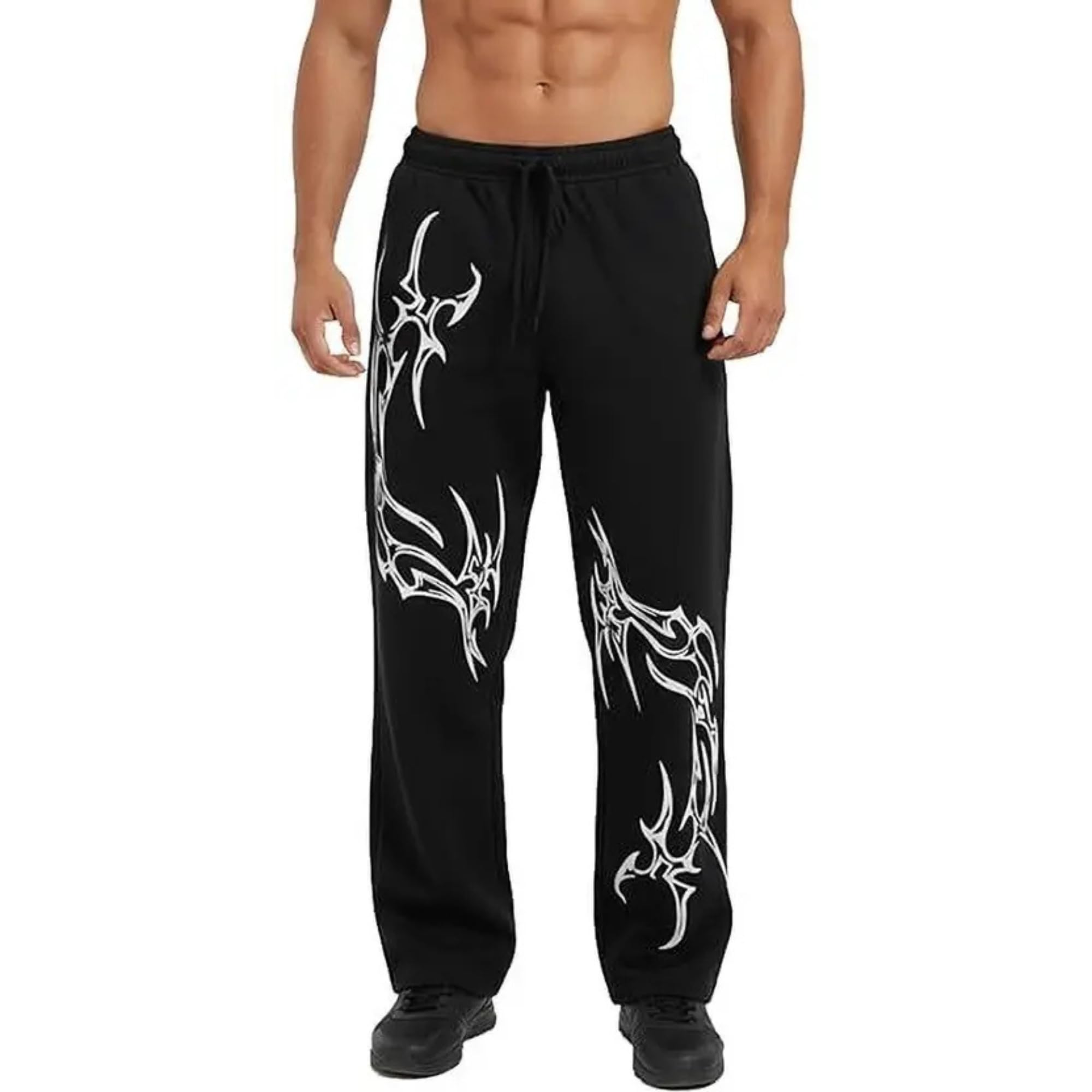 Men Printed Graphic Print Black Track Pants-image-48