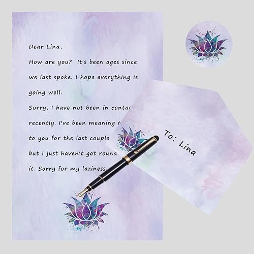 Miniatura 5 de Papel de escritura de papelería con sobres, 4 hojas de papelería decorativas de diferentes estilos, impresión de doble cara, 32 papeles de papelería