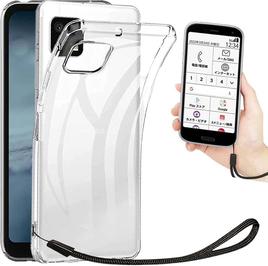 AQUOS Sense6 / Sense6s ケース クリア 透明 カバー 【ストラップ 同梱】 適用 docomo SH-54B au SHG05 SIMフリー SH-M19A SH-M19B SH-M19 SH-RM19 楽天モバイル ケース シャープ センス6s SHG07 au ケース