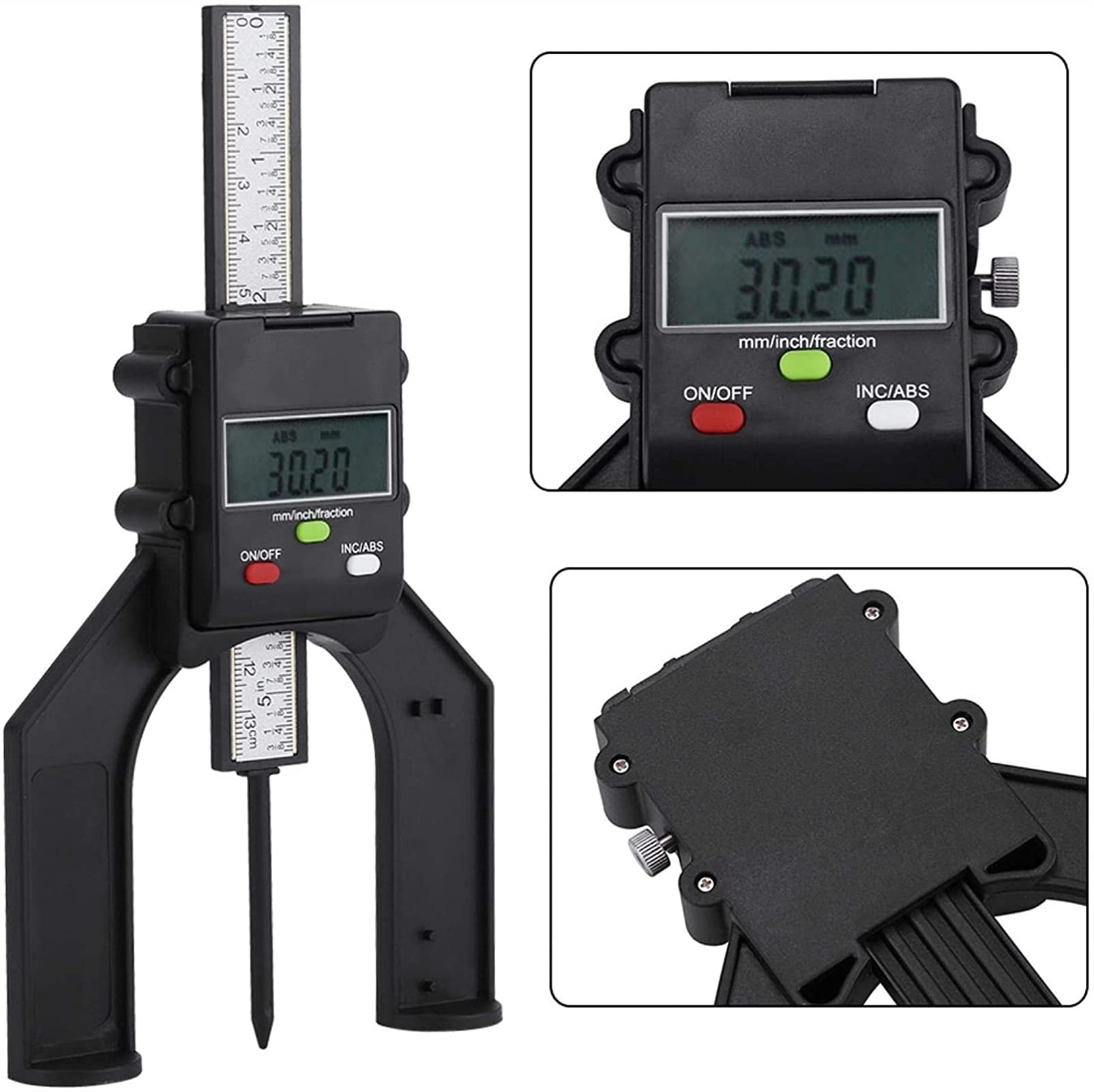 Calibrador de Altura de plástico de ingeniería 0-80 mm Sujete firmemente el medidor de Profundidad Medidor de Altura Medidor de Altura Digital Duradero con pies magnéticos