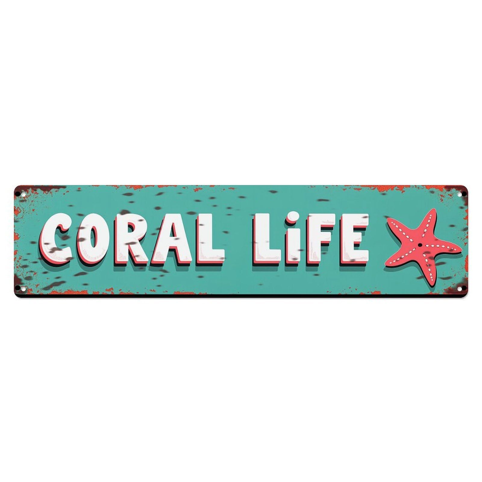 Coral Life Starfish Pattern Metal Tin Sign Plaque