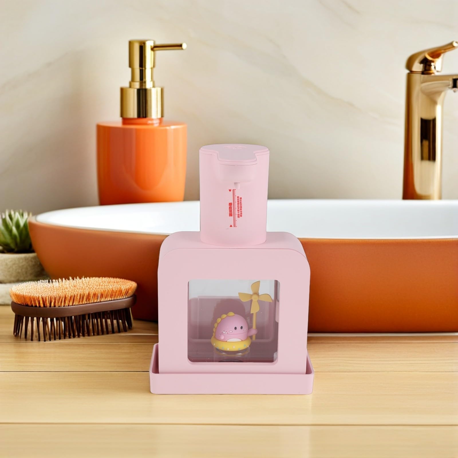Dispensador Automático de Jabón de Manos Abs Sensor de Precisión Dispensador de Jabón Espumoso sin Contacto Recargable por USB Rosa, para Baño y Oficina