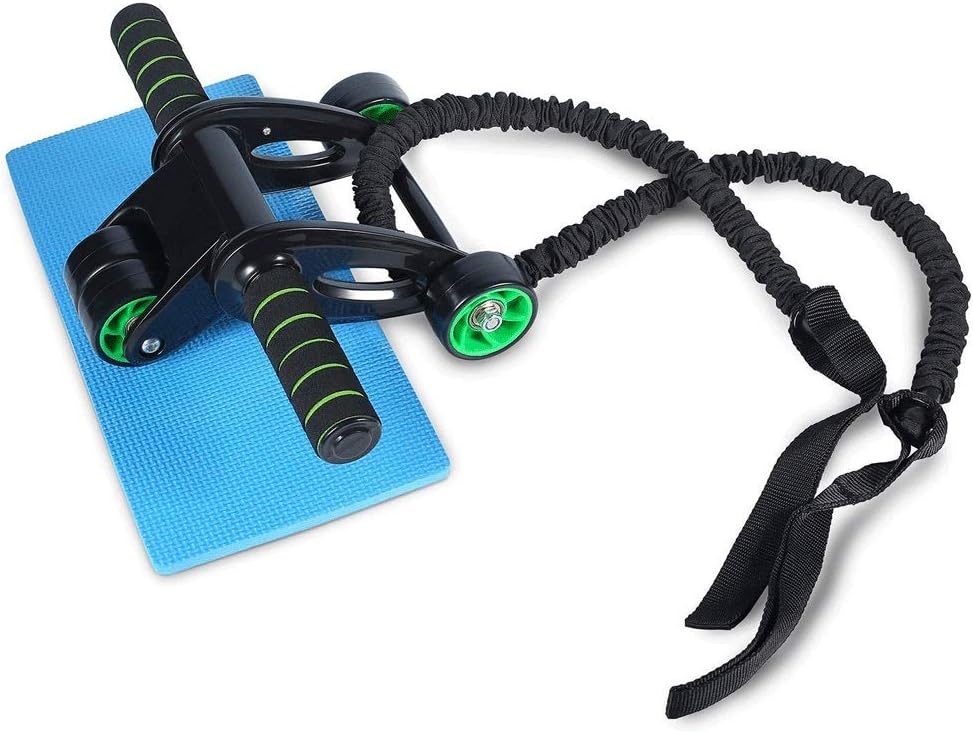 AB Roller Wheel for Abdominal Exercise 4 Wheel Foldable Abs Roller for Women and Men with Knee Pad Resistance Band Abdominal Muscle Training Wheel