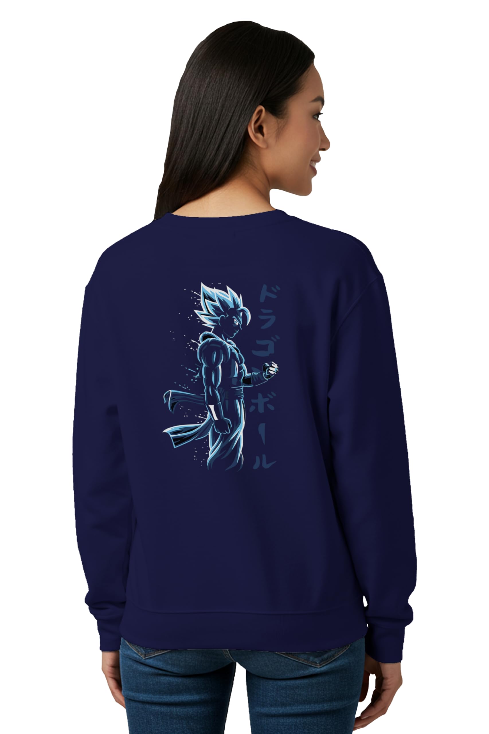 Sweatshirts for Women Blue Saiyan Shadow Graphic Printed Long Sleeve Round Neck Gen Z Trending Stylish Sweatshirt-image-37