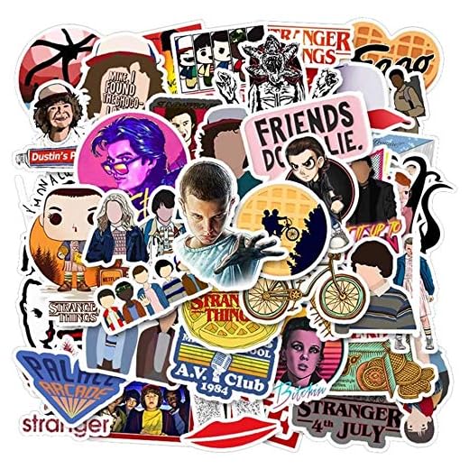 Huayao 50 PCS Stranger Things Pegatinas Stickers Adhesivo para Computadora Portátil de Vinilo Impermeables Pegatinas para Automóvil Motocicleta Bicicleta Equipaje Calcomanía