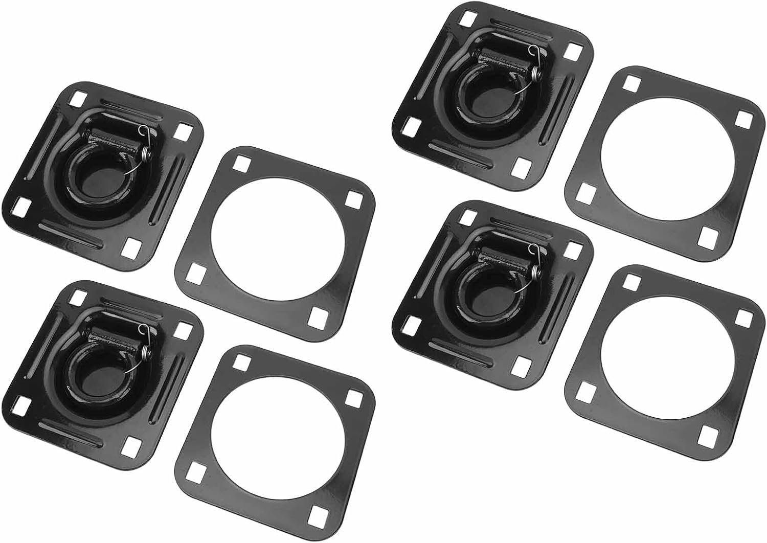 1/2 Inch Trailer D Ring Anchor Points, 4-Pack 6000Lbs Capacity Recessed Tie Down Rings with Backing Plates for Heavy Duty Trailers