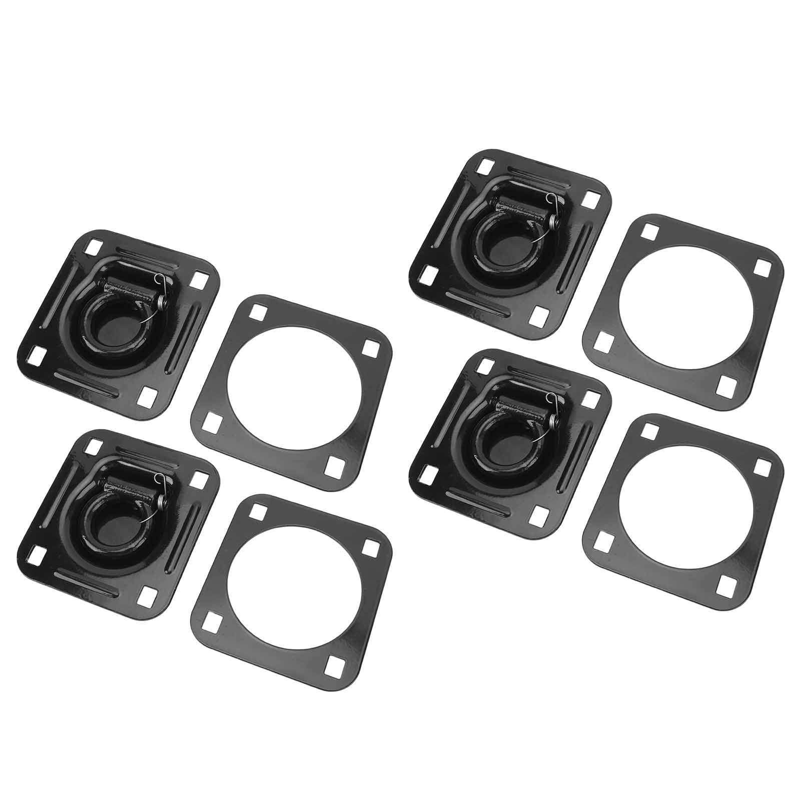 KUIDAMOS Anclajes Seguros para Remolques, Acero Al Carbono, Juego de 4 Anillos en D de 1/2 Pulgada para Deportes Al Aire Libre, Anillos en D de Capacidad de 6000 Libras con Placas de Respaldo para