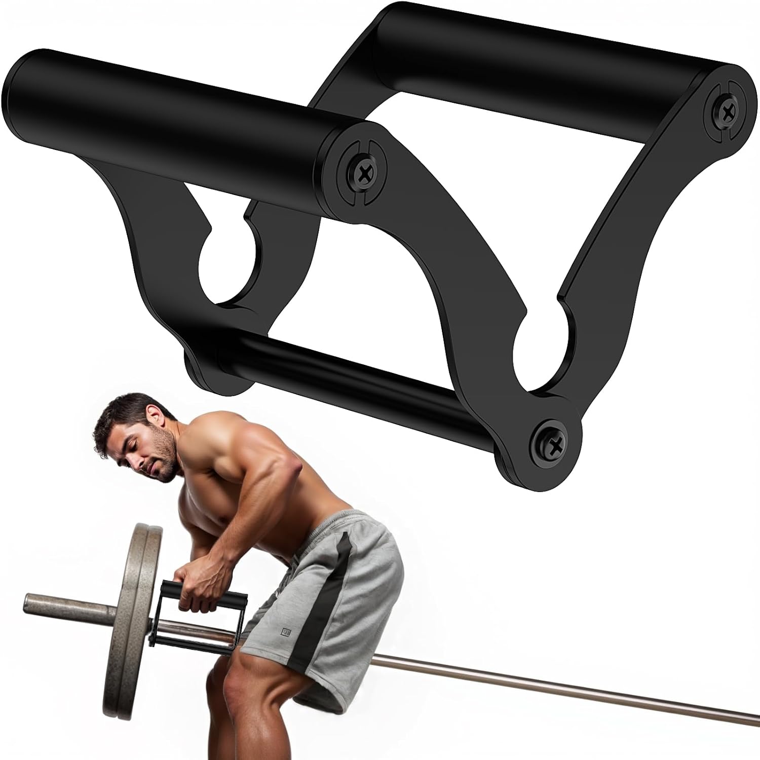 V Bar Landmine Handle Attachment for Barbell, Upgraded T-Bar Row Solid Multi-Grip with Non-Slip Rubber Handle, Fits Olympic Bars Strength Training Bars, V-Handle Seated Row, Face Pull