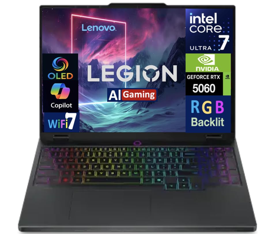 Image of Lenovo Legion 5i AI Gaming Laptop 15.1 inch OLED WQXGA Display (Intel Core Ultra 7 255HX, 64GB DDR5, 8TB PCIe SSD, GeForce RTX 5060, Win 11 Home) w /MS 365 Personal, DKZ USB Port Expander