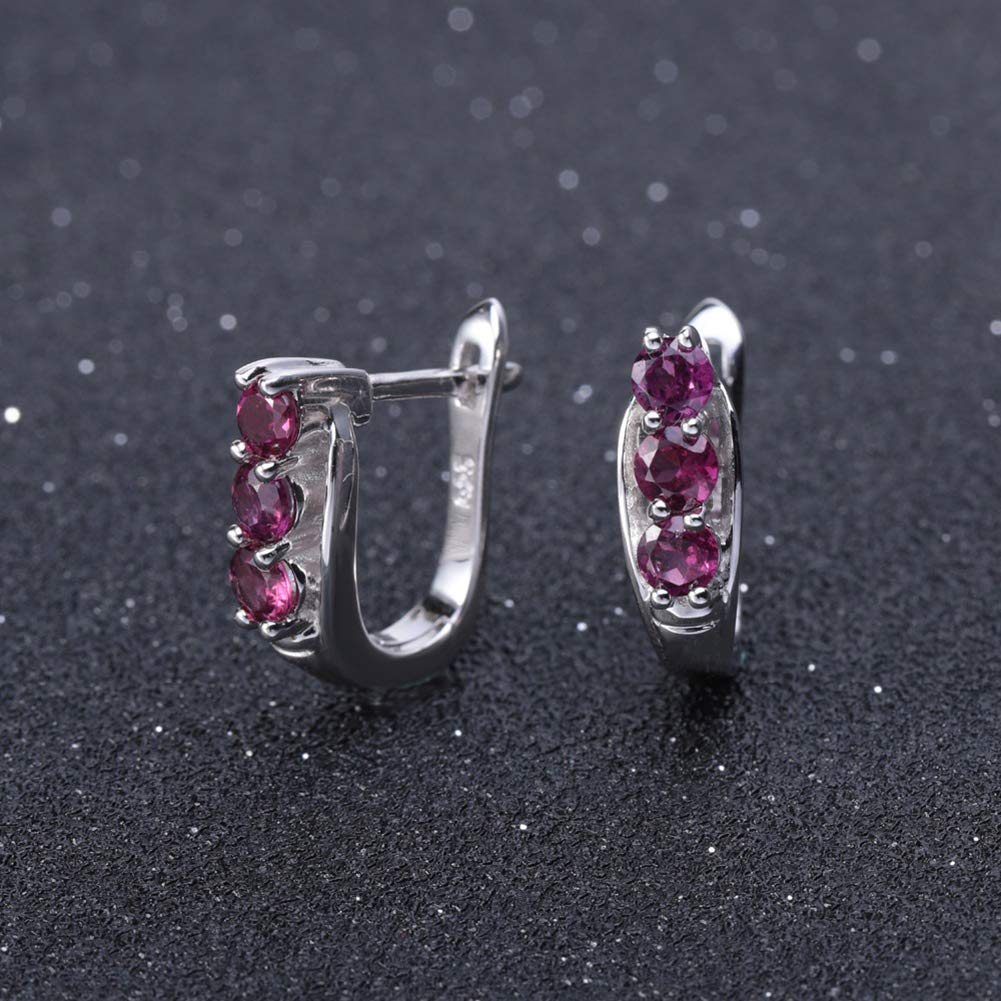 Orecchini a bottone in cristallo, orecchini for donne ragazze, regali for sorelle, orecchini a nastro in argento sterling 925 for donne 1,57 carati con pietre preziose naturali rodolite gioielli da sp