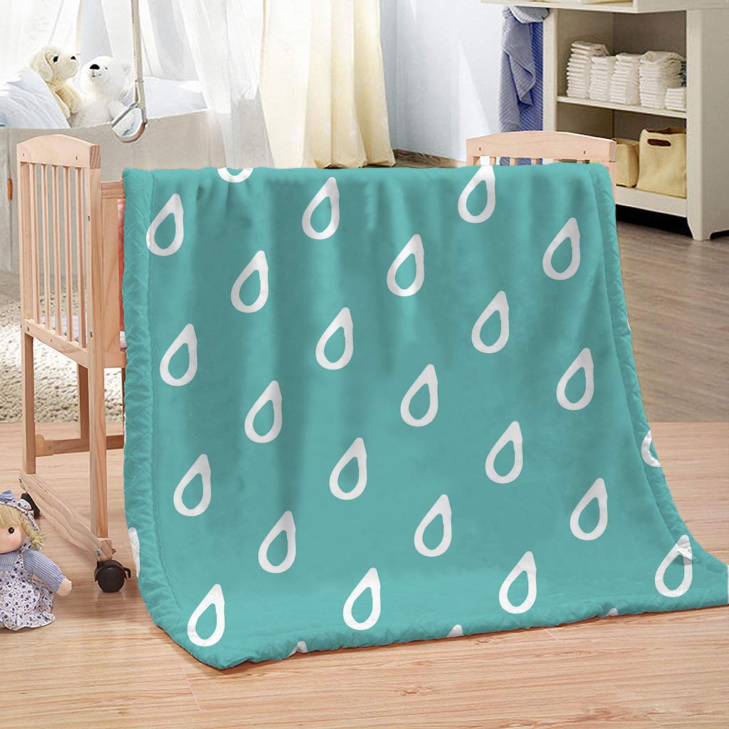 Manta Polar Adulto Cama 150 Manta De Franela para Sofa Cama con Estampado De Gotas De Lluvia Verdes Impresión Patrón 150X200Cm Colchas Invierno Modernas para Niños, Microfibra Suave Caliente