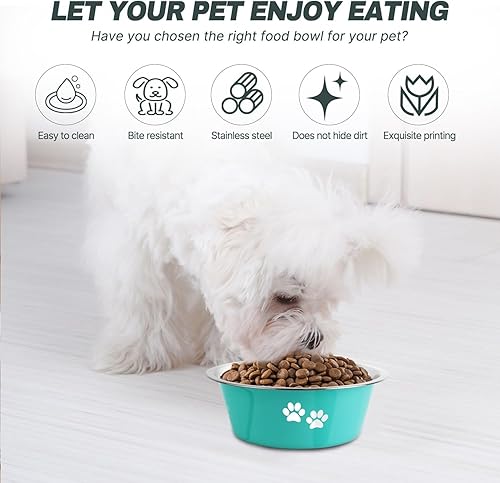 Miniatura 3 de YUDANSI Paquete de 2 cuencos para perros pequeños y medianos con suela de silicona antideslizante, platos elevados de acero inoxidable para perros