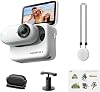 Insta360 GO 3 Vlog Camera 128GB with Official Sticker Collection - Small Lightweight Portable Action Camera Handsfree POV Shooting Mount Anywhere Vibration Stabilization Remote Preview Waterproof Travel Sports Handheld Camera for Youtuber Vlogger White