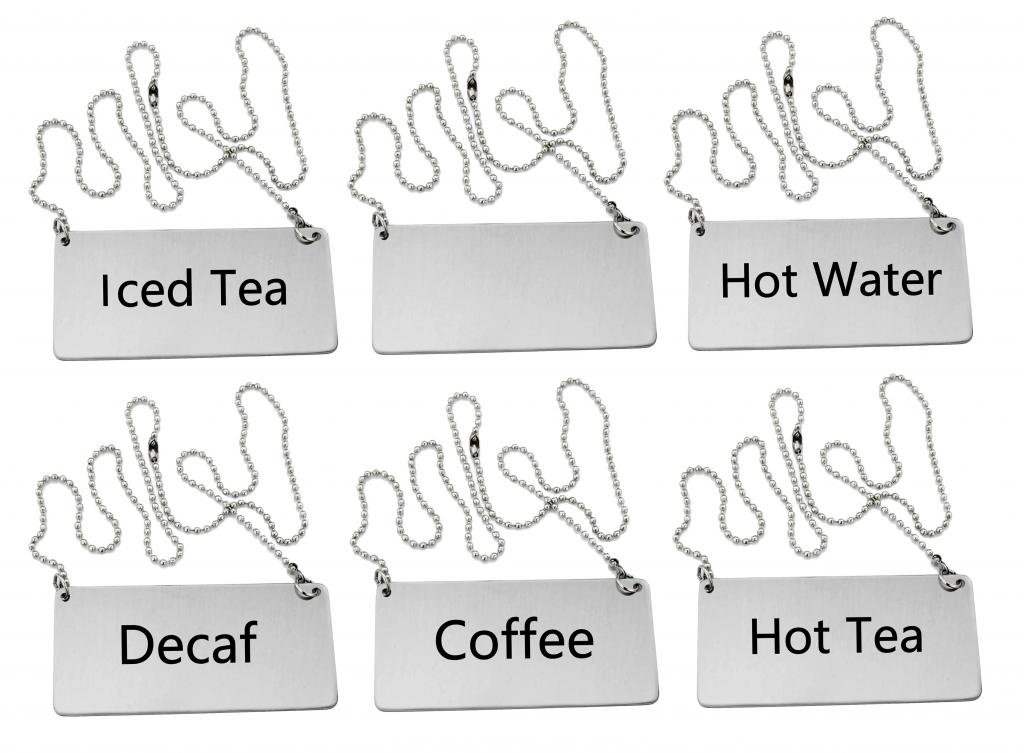 One-Day Sale: Up to 50% Off New Star Foodservice 27549 Stainless Steel Table Tent Chain Sign Combo, IncludesCoffee,Decaf,Hot Tea,Iced Tea,Hot Water, and Blank, 3-1/2-Inch by 1-1/2-Inch, Combo Set of 6 One-Day Sale: Up to 70% Off New Star Foodservice 27549 Stainless Steel Table Tent Chain Sign Combo, IncludesCoffee,Decaf,Hot Tea,Iced Tea,Hot Water, and Blank, 3-1/2-Inch by 1-1/2-Inch, Combo Set of 6