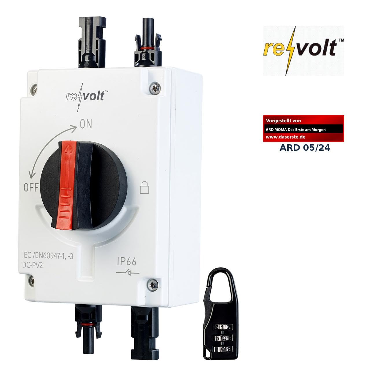 revolt interruttore solare: DC-Interruttore, per impianti fotovoltaici, 4 poli, fino a 1.200 V (di separazione DC per impianto da balcone, impianto PV, solare)