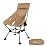 MOON LENCE High Back Folding Camping Chairs, Adjustable Height Beach Chair with Anti-Sinking Feet & Widened Seat (Khaki)