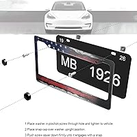 Vista 4 de Marco de matrícula patriótico, marco de matrícula retro con bandera estadounidense, marcos decorativos de aluminio para placa de matrícula de metal