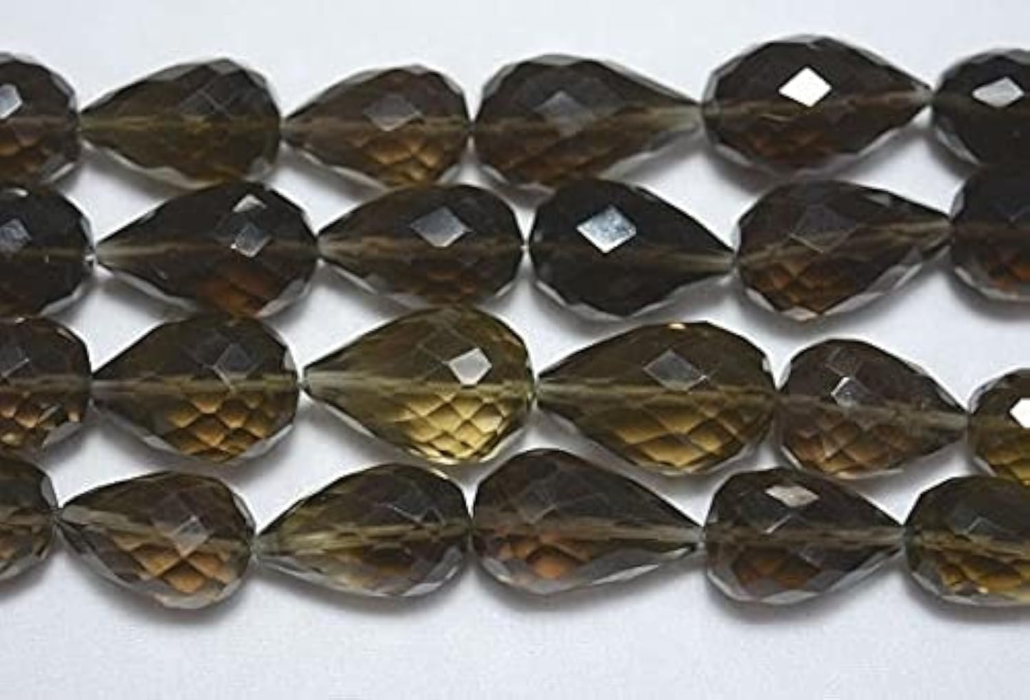 Quartz fumé facetté avec perçage droit pour un enfilage parfait de perles en gouttes