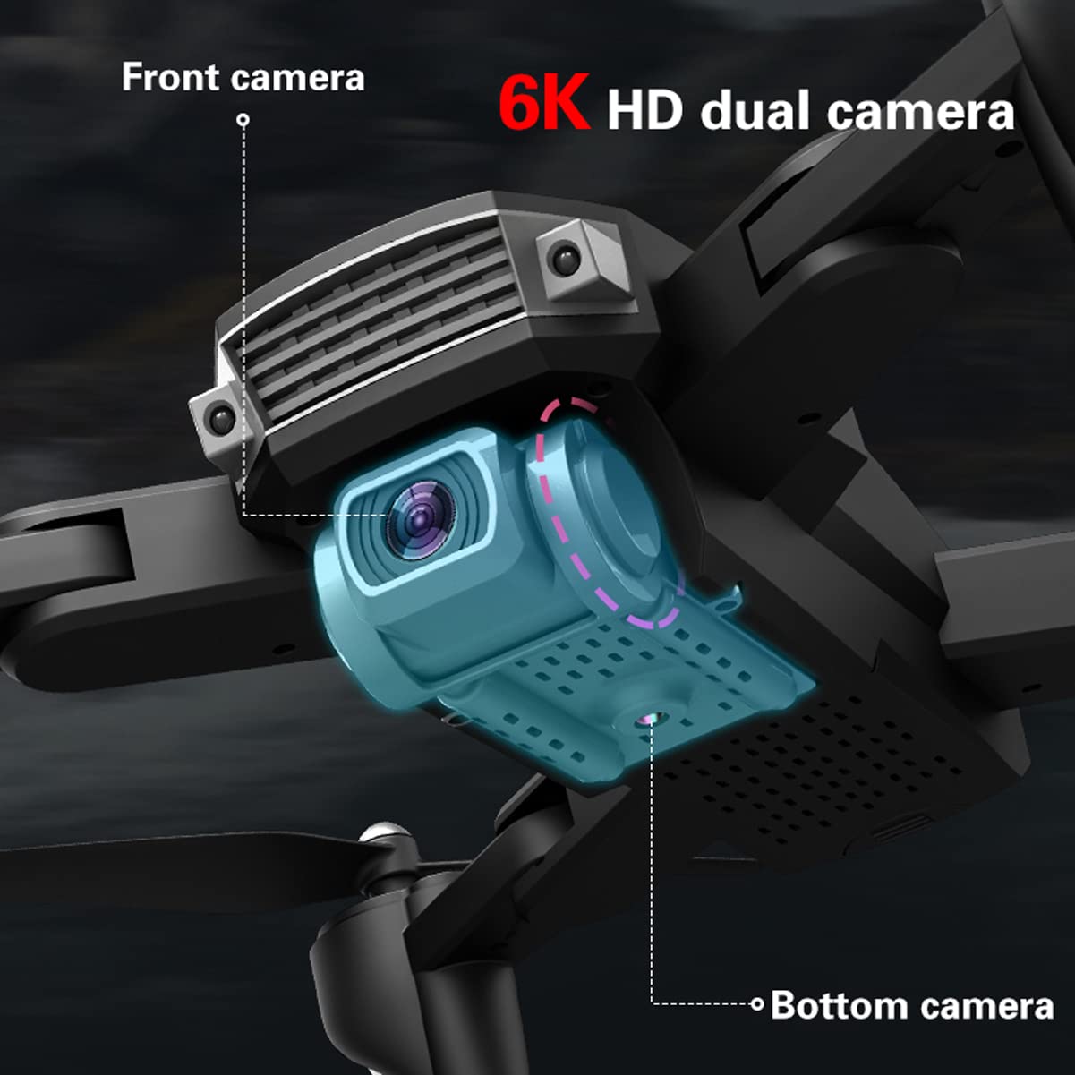 Droni RC Pieghevoli con Fotocamera 6K HD, Mini Drone per Adulti, Giunto cardanico stabilizzato elettronicamente, Posizionamento satellitare GPS, Trasmissione di Immagini 5G, Smart Follow