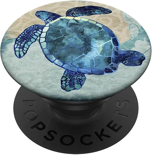 Cool Sea Turtle  Patrón de acuarela en color blanco  PopSockets Grip y soporte para teléfonos y tabletas