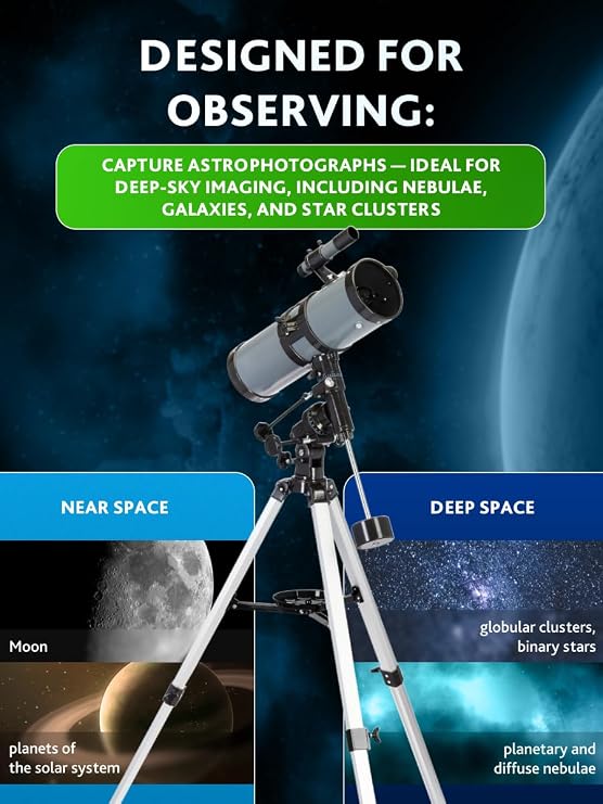 Levenhuk Blitz 114s Plus 114mm Powerful Short-Focus Newtonian Reflector Telescope with Tripod and Extended Accessories Set