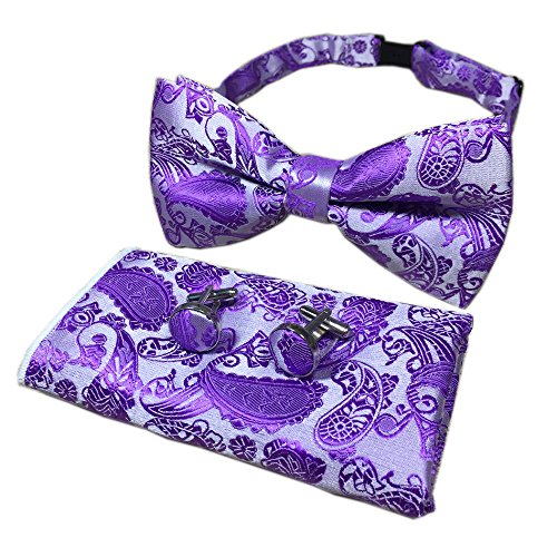 Men's Purple Silver Silk Pre-Tied Cravat Tuxedo Dress Bows Tie For Birthday Gift #TOP24