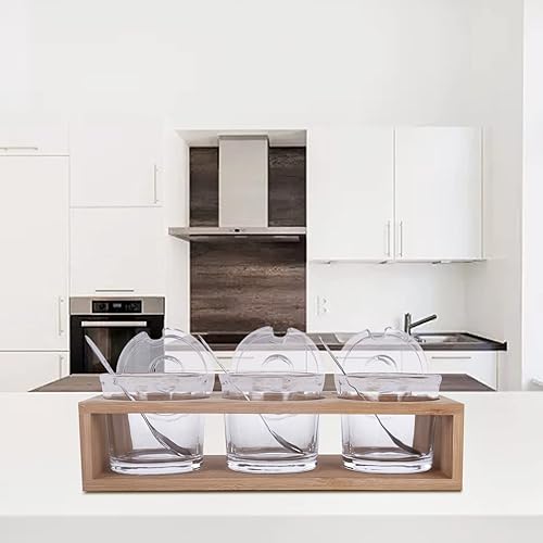 Miniatura 10 de Vencer Azucarero de vidrio transparente con tapa y cuchara de acero inoxidable para servir azúcar, 6.3 onzas (6.1 fl oz), recipiente de azúcar,