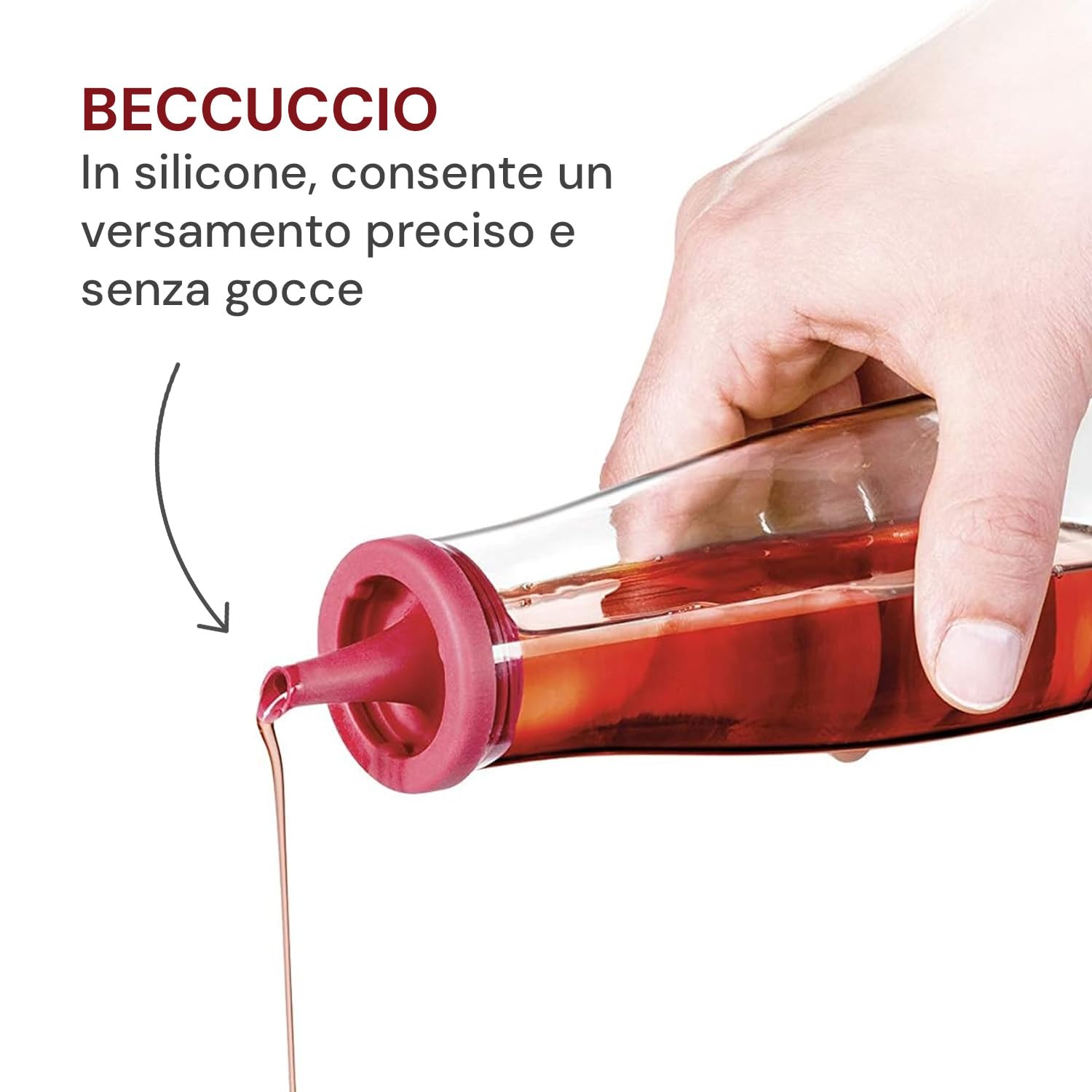 Acetiera In Vetro Borosilicato 500 Ml Con Beccuccio In Silicone E Tappo Ermetico, Resistente Al Calore, Design Elegante Per Olio E Salse, Di Avilia Home
