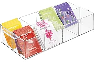 mDesign Plastic 8-Compartment Acrylic Tea Organizer