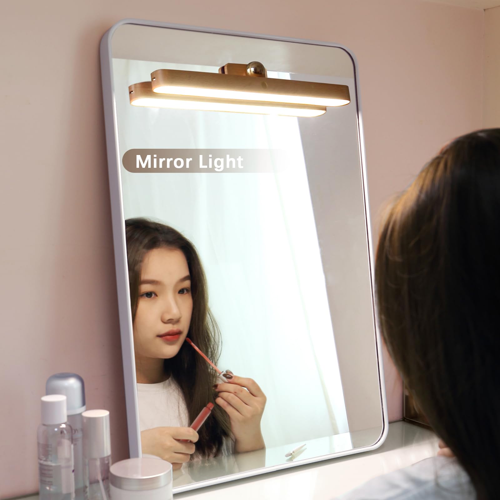 Luz LED magnética giratoria de 360°, funciona con pilas, recargable por USB, luz nocturna LED regulable para luz de lectura, luz de maquillaje e iluminación del hogar (marrón, 2 unidades)