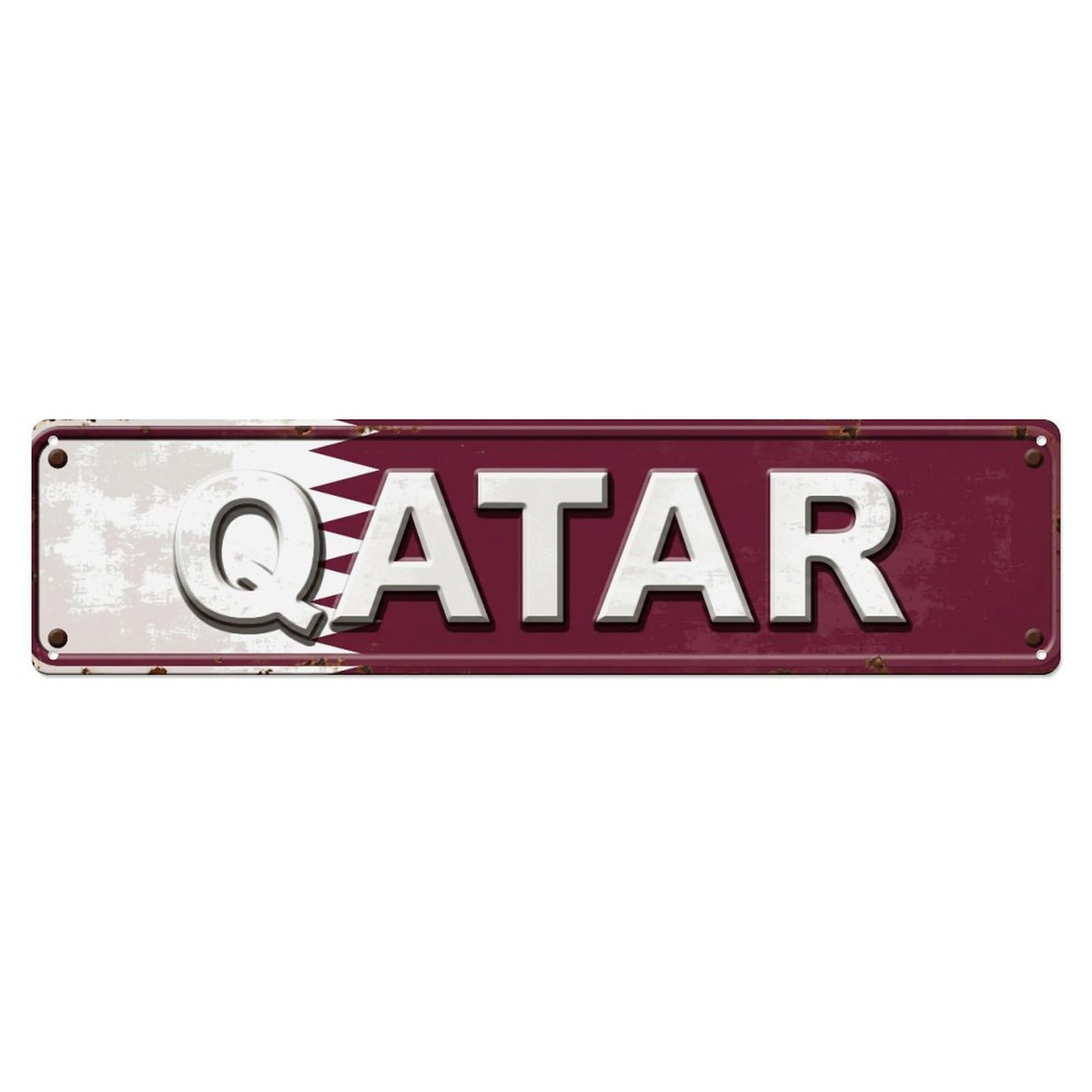 Metal Tin Sign Vintage Qatar Flag Pattern