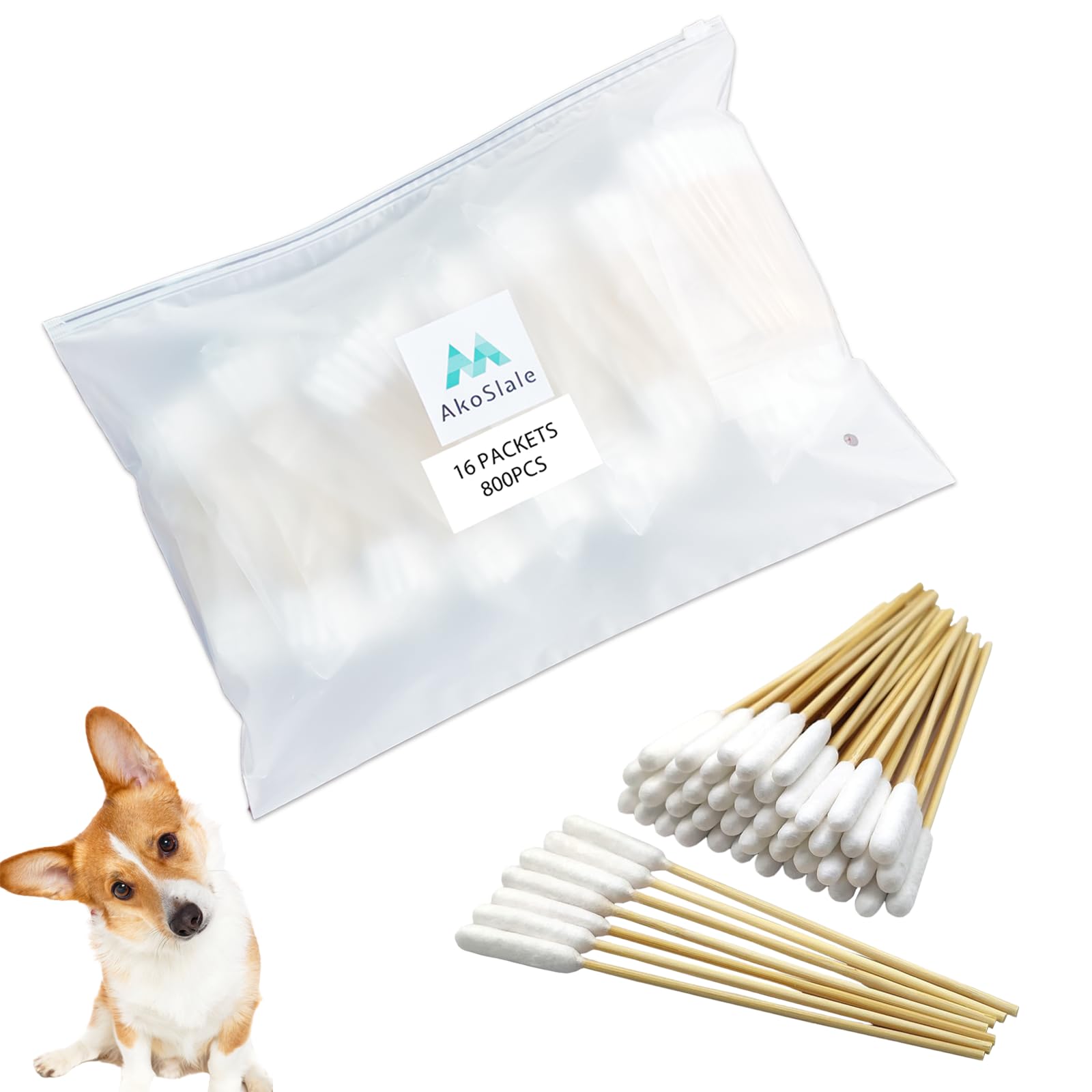 15,2 Cm Lange Wattestäbchen Für Hundeohren – Aus Bambus, Extra Saugfähig, 100 Stück