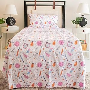 Nikki Peter 100% Cotton Kids Bedsheet Sets for Boys and Girls, School Supplies Kids Twin Sheets, Back To School Twin Bedding, School Stationery Easy Care Super Soft Sheets Set - OEKOTEX Certified Nikki Peter 100 Cotton Kids Bedsheet Sets for Boys and Girls School Supplies Kids Twin Sheets Back To School Twin Bedding School Stationery Easy Care Super Soft Sheets Set OEKOTEX Certified