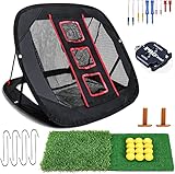 HOW TRUE Pop Up Golf Chipping Net, Indoor/Outdoor Golf Practice Net with 12 Training Balls, Hitting