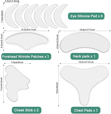 Neck Wrinkle Patches Reusable Chest Wrinkle Pads - 11 pcs Anti Wrinkles pads Silicone face patches for Skin Lines Prevention,Overnight Wrinkle Remover (Clear,11)