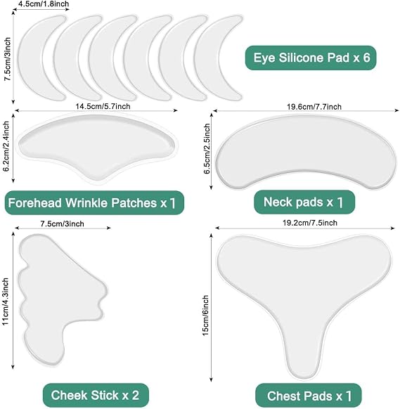 Neck Wrinkle Patches Reusable Chest Wrinkle Pads - 11 pcs Anti Wrinkles pads Silicone face patches for Skin Lines Prevention,Overnight Wrinkle Remover (Clear,11)