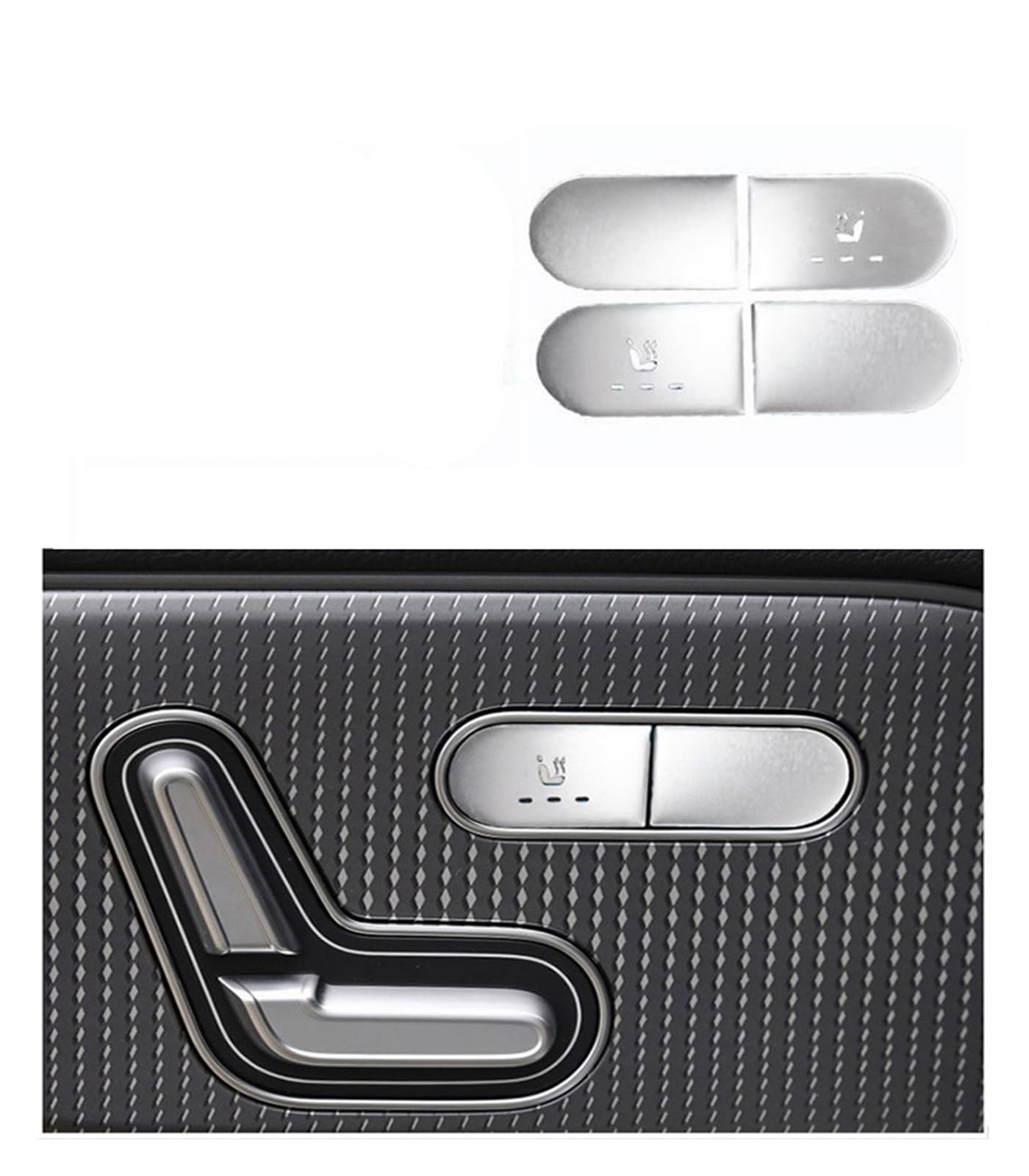 Car Interior for Benz A B C E for Class W177 W247 W205 W213 for GLE W167 for GLB X247 for GLA H247 for C118 Car Seat Button Cover Stickers(A Model Silver)