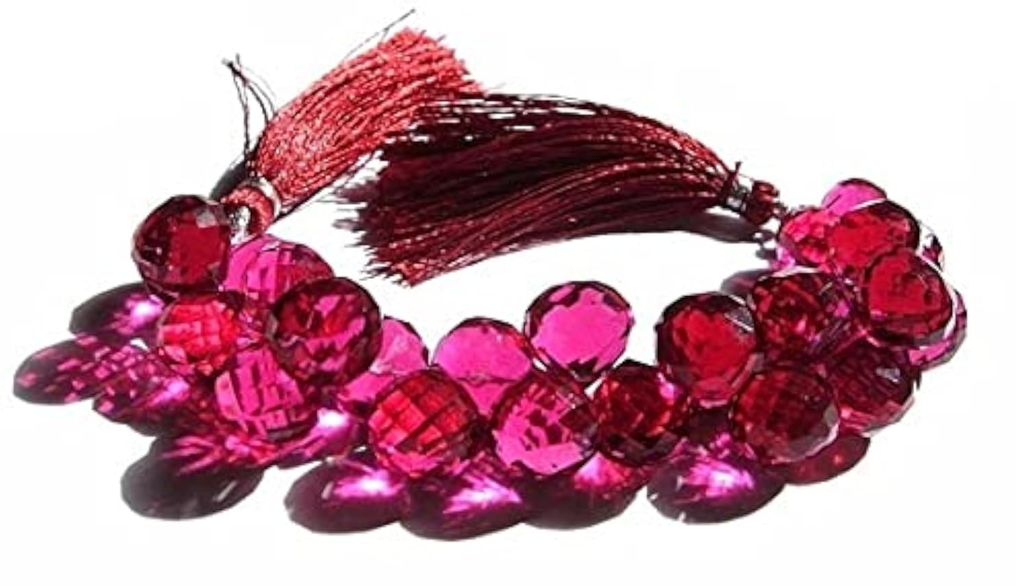 Quartz rose fuchsia briolette oignon 9-10mm en perles naturelles pour création de collier